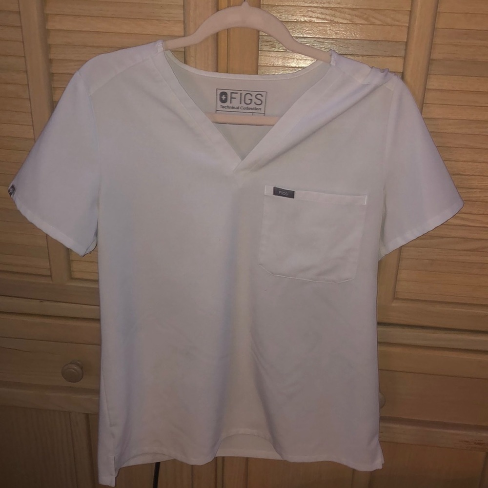 Figs white one pocket scrub top